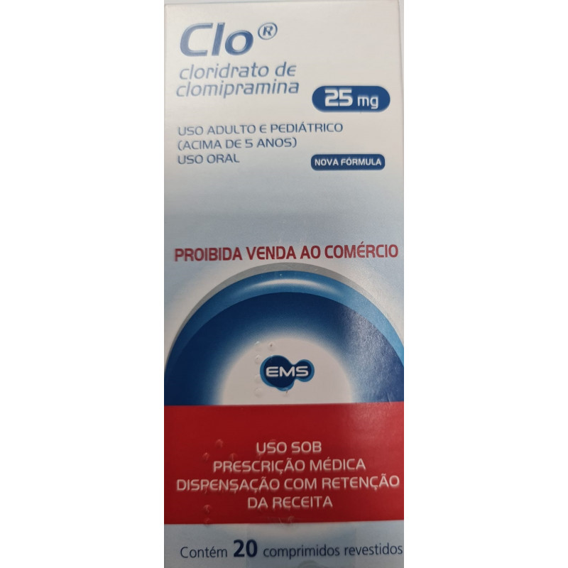  Clo - Cloridrato de clomipramina - 25 mg - 20 comprimidos